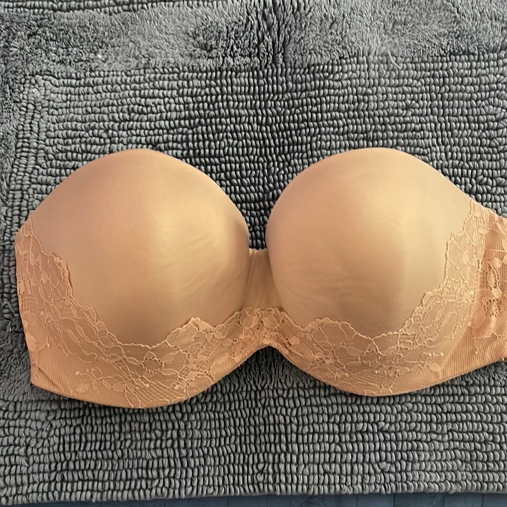 Victoria Secret Strapless Bra, 36DD, Beige Like New